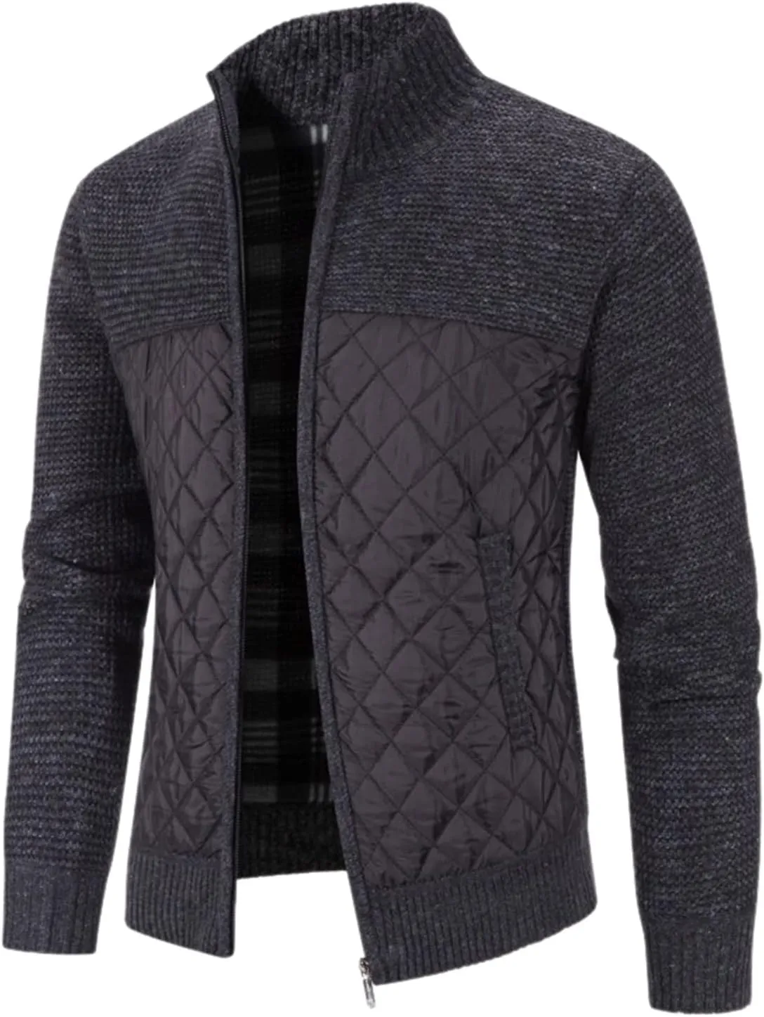 LCMTWX Winter Jackets for Men Jacket Stand Collar Knitted Splice Sweater Coat Casual Cardigan Stylish Outwear Winter