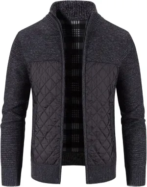 LCMTWX Winter Jackets for Men Jacket Stand Collar Knitted Splice Sweater Coat Casual Cardigan Stylish Outwear Winter