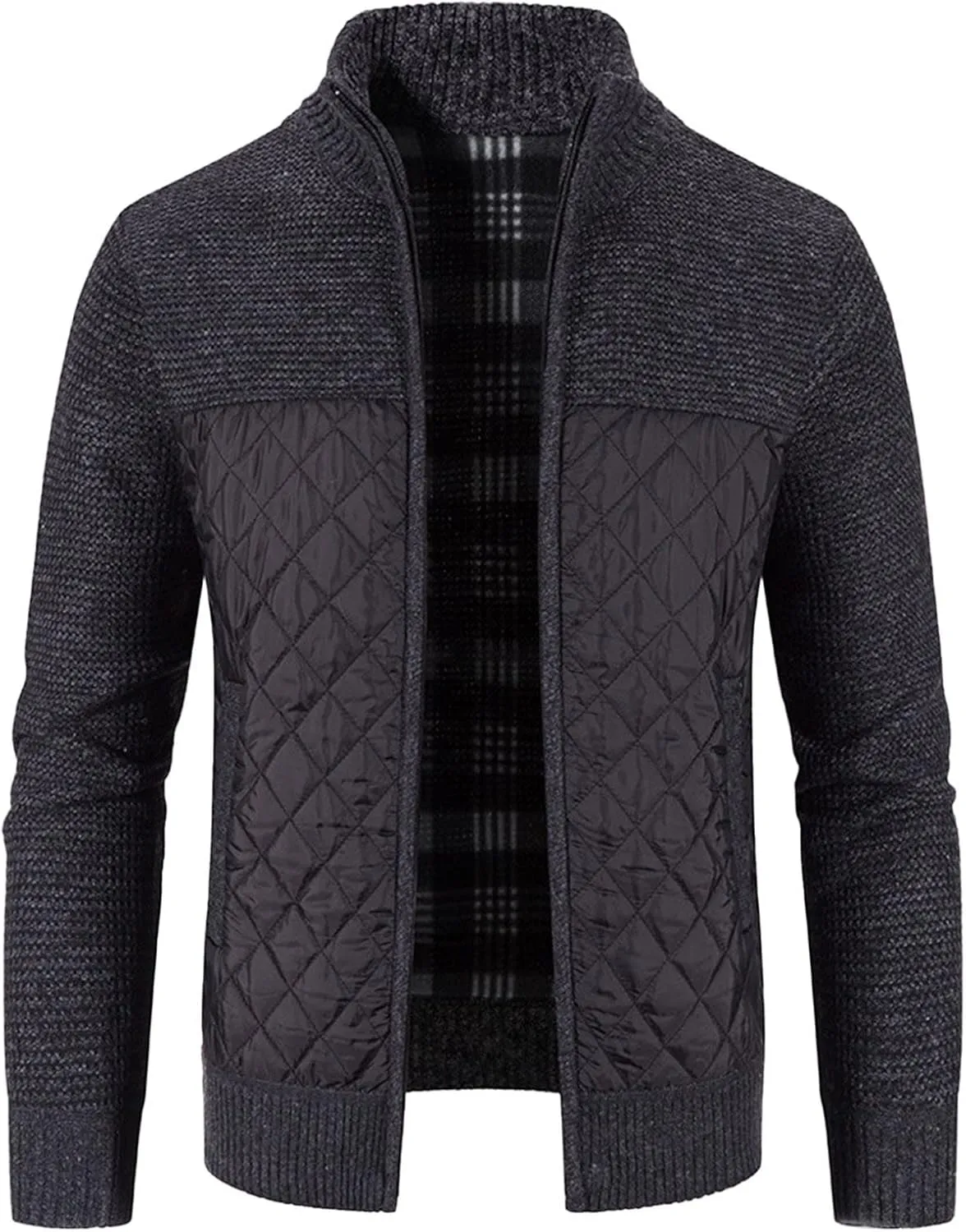 LCMTWX Winter Jackets for Men Jacket Stand Collar Knitted Splice Sweater Coat Casual Cardigan Stylish Outwear Winter