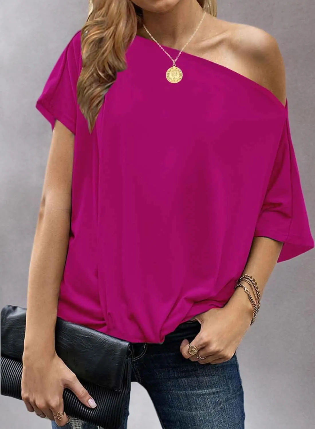 LEIYEE Womens Off Shoulder Tops Summer Casual Short Sleeve Front Twist Knot T Shirts Blouses