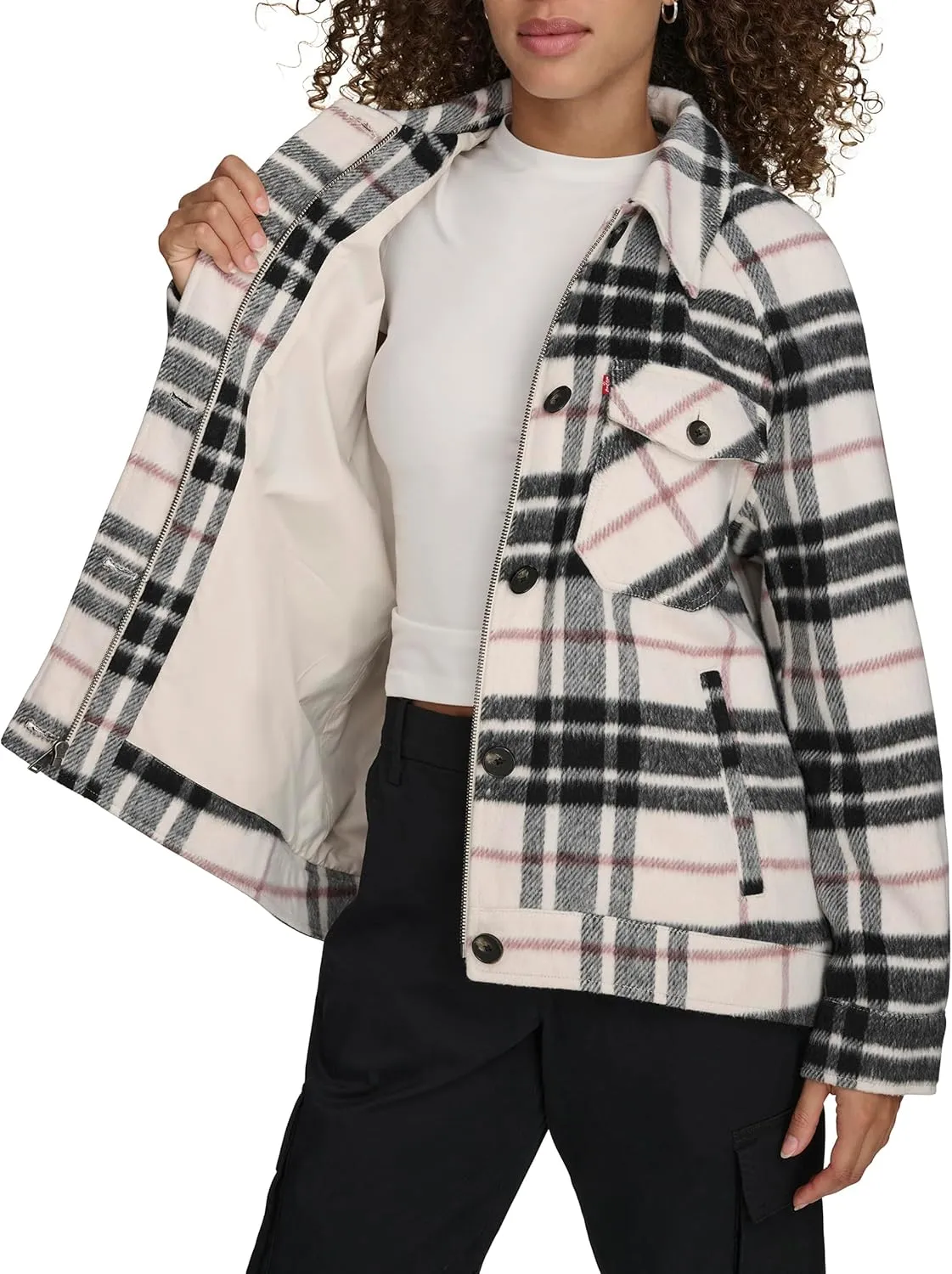 Levi's Women's Zoe Relaxed Wool Plaid Shirt Jacket