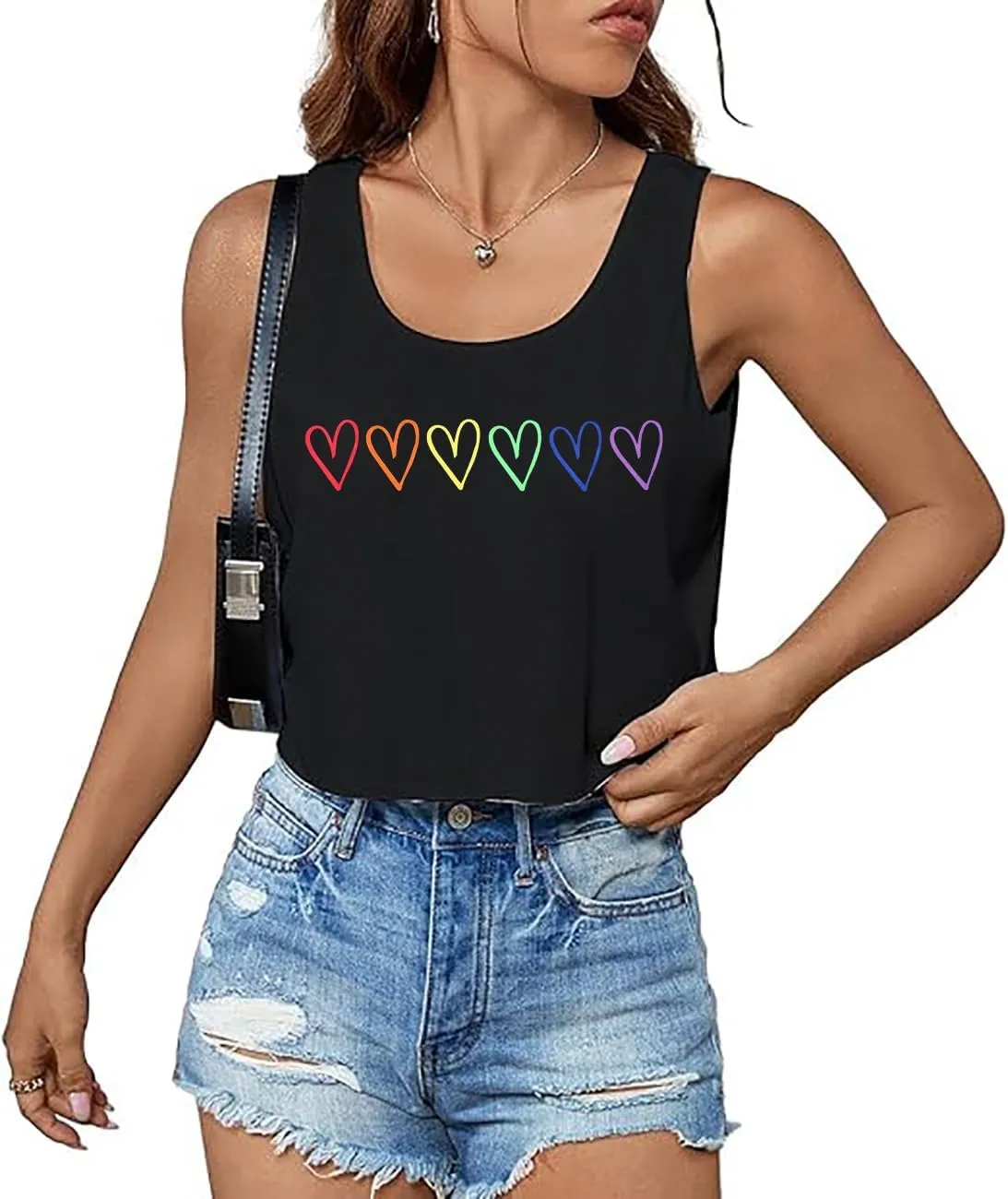 LGBT Crop Tank Tops Women Lesbian Rainbow Graphic Tees Proud Ally Tshirt Casual Sleeveless Gay Pride Crop Tops