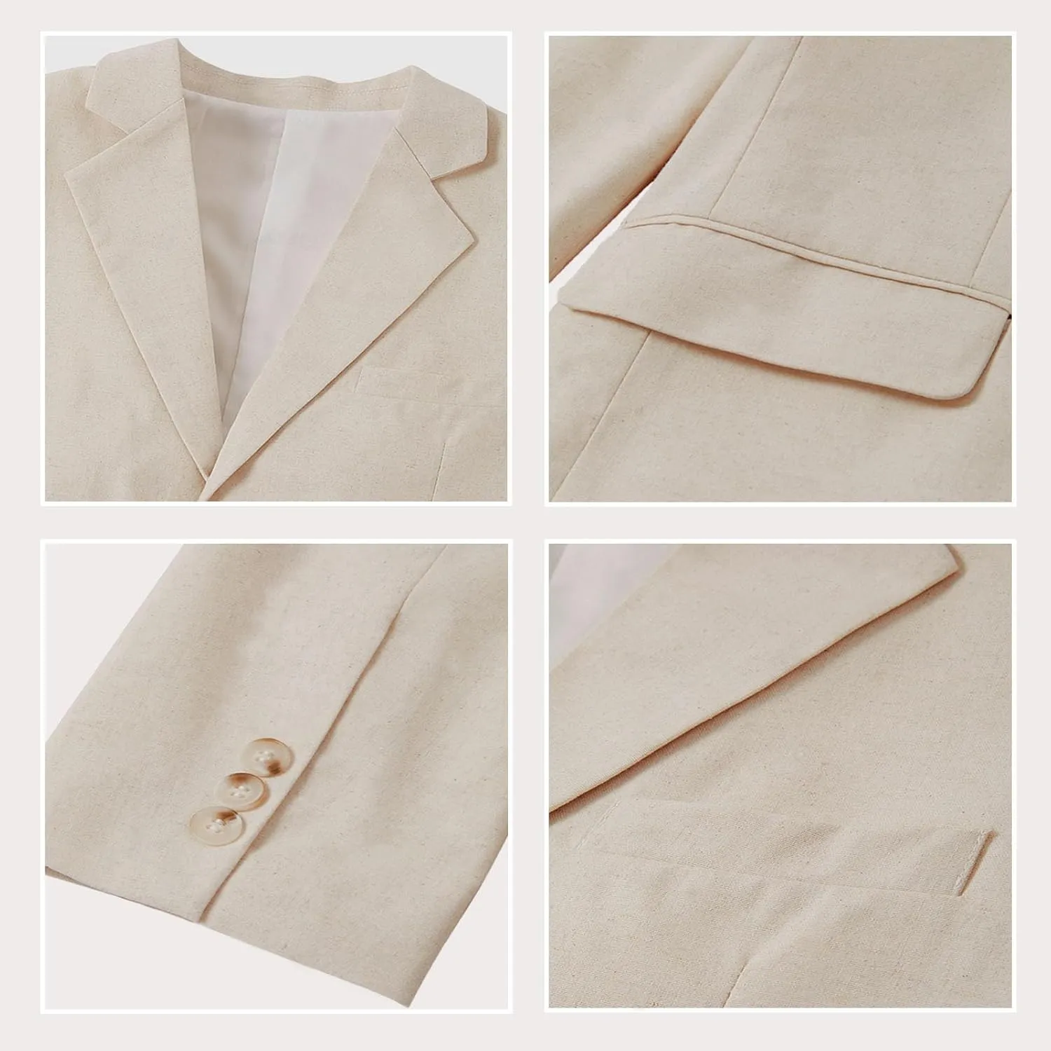 Linen Boys Suit Beach Wedding Suit Summer Slim Fit 2 Pieces Kids Light Weight Linen Suit Jacket Vest Pant