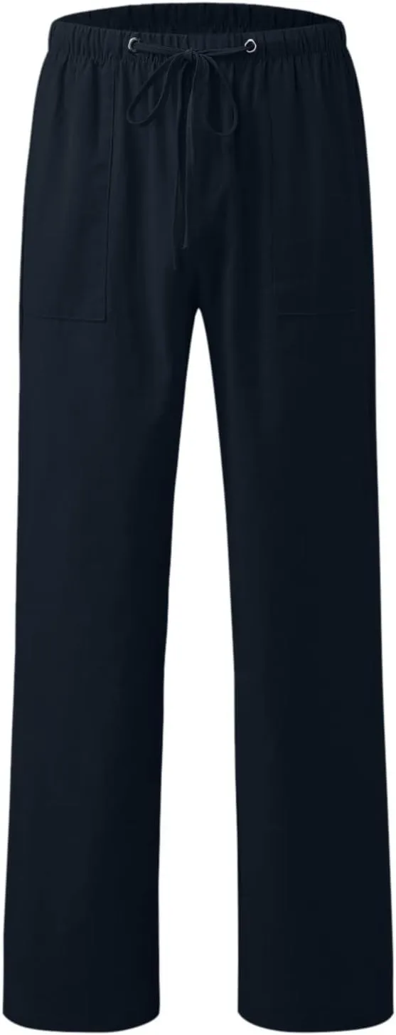 Linen Pants for Women Summer Wide Leg Loose Drawstring Adjustable Trousers Casual Light Weight Straight Comfy Pant