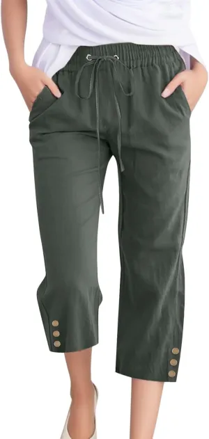 Linen Pants Women Plus Size Tapered Women's Spring and Summer Cotton and Linen Trousers Plus Size Wide Leg Pants