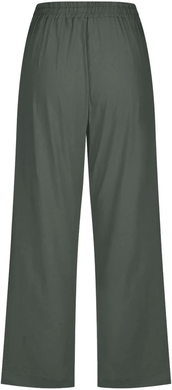Linen Pants Women Plus Size Tapered Women's Spring and Summer Cotton and Linen Trousers Plus Size Wide Leg Pants
