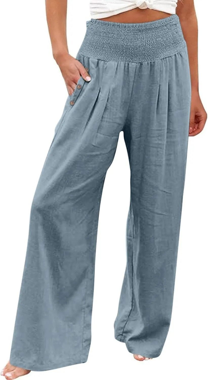 Linen Pants Women Plus Size Tapered Women's Spring and Summer Cotton and Linen Trousers Plus Size Wide Leg Pants