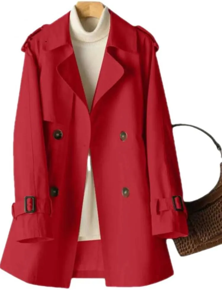 LIXINGHEITANG Windbreaker Women' Medium Length Spring and Autumn Korean Waist Jacket Trench Coat for Women