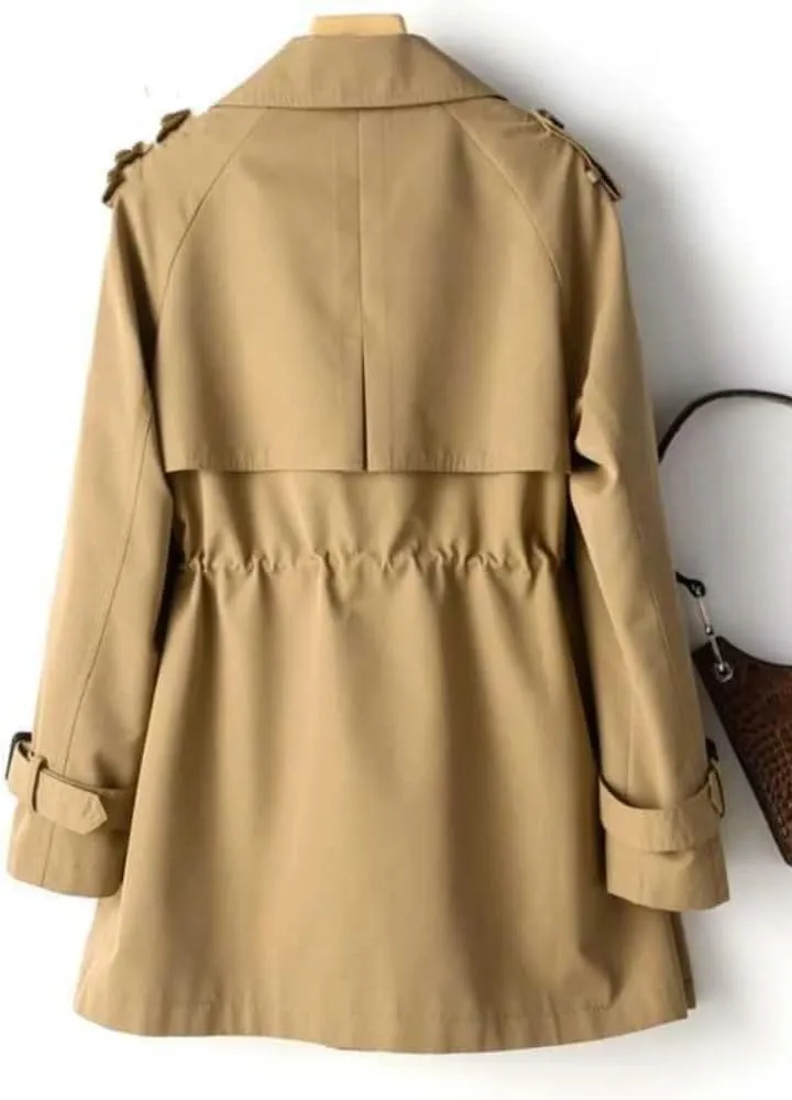 LIXINGHEITANG Windbreaker Women' Medium Length Spring and Autumn Korean Waist Jacket Trench Coat for Women