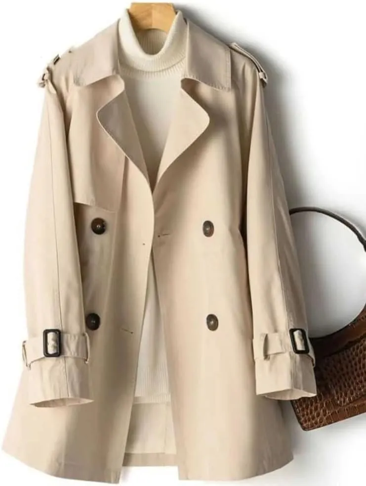 LIXINGHEITANG Windbreaker Women' Medium Length Spring and Autumn Korean Waist Jacket Trench Coat for Women