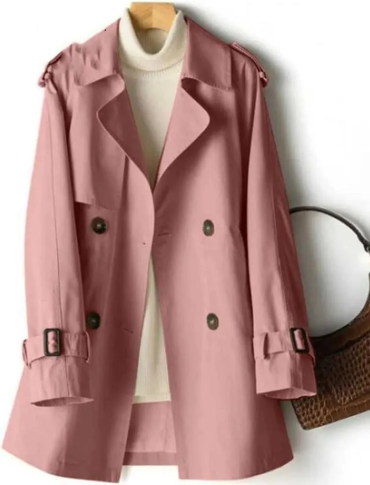 LIXINGHEITANG Windbreaker Women' Medium Length Spring and Autumn Korean Waist Jacket Trench Coat for Women