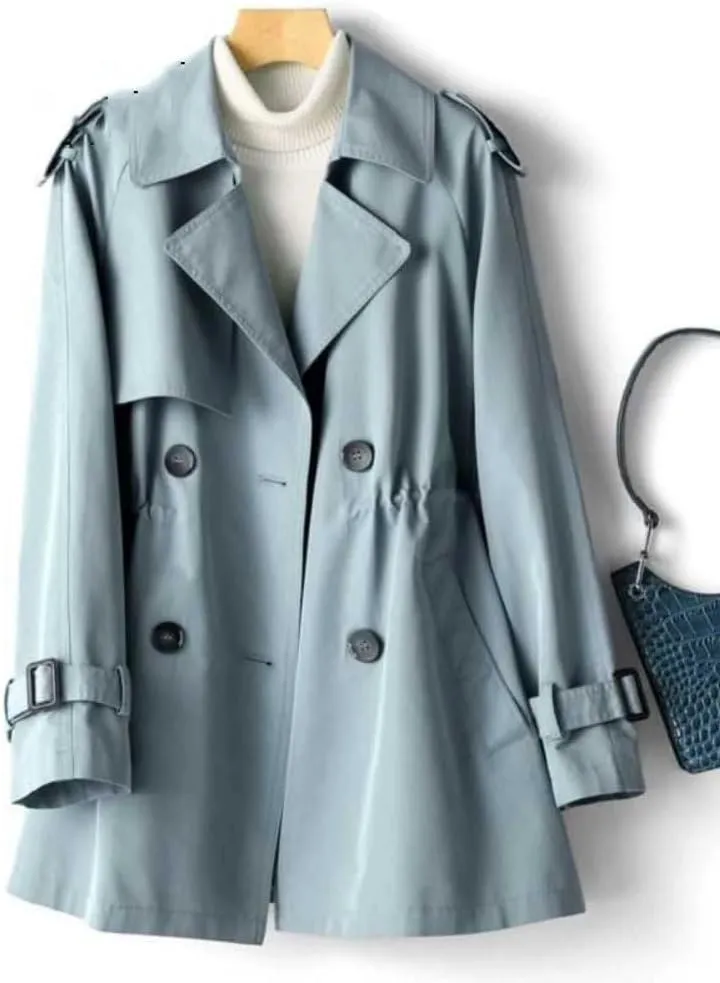 LIXINGHEITANG Windbreaker Women' Medium Length Spring and Autumn Korean Waist Jacket Trench Coat for Women