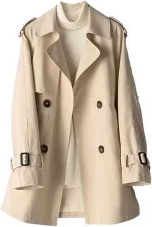 LIXINGHEITANG Windbreaker Women' Medium Length Spring and Autumn Korean Waist Jacket Trench Coat for Women