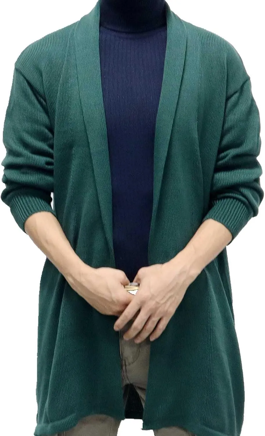 Long Cardigan Sweaters for Men Shawl Collar Sweater Open Front Cardigan Long Sleeve Knit Cardigan Fashion Oufits