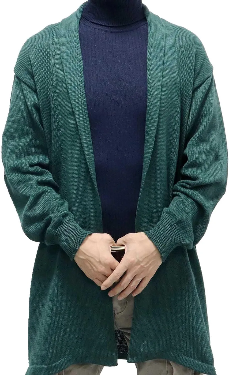 Long Cardigan Sweaters for Men Shawl Collar Sweater Open Front Cardigan Long Sleeve Knit Cardigan Fashion Oufits