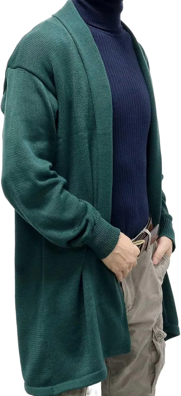 Long Cardigan Sweaters for Men Shawl Collar Sweater Open Front Cardigan Long Sleeve Knit Cardigan Fashion Oufits