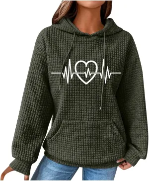 Long Sleeve Printed Oversized Hoodies Sweatshirts for Women Winter Crew Neck Long Sleeve Pullover Teen Tops Clothes