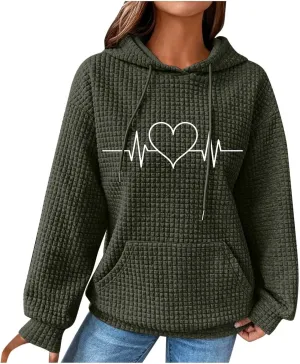 Long Sleeve Printed Oversized Hoodies Sweatshirts for Women Winter Crew Neck Long Sleeve Pullover Teen Tops Clothes
