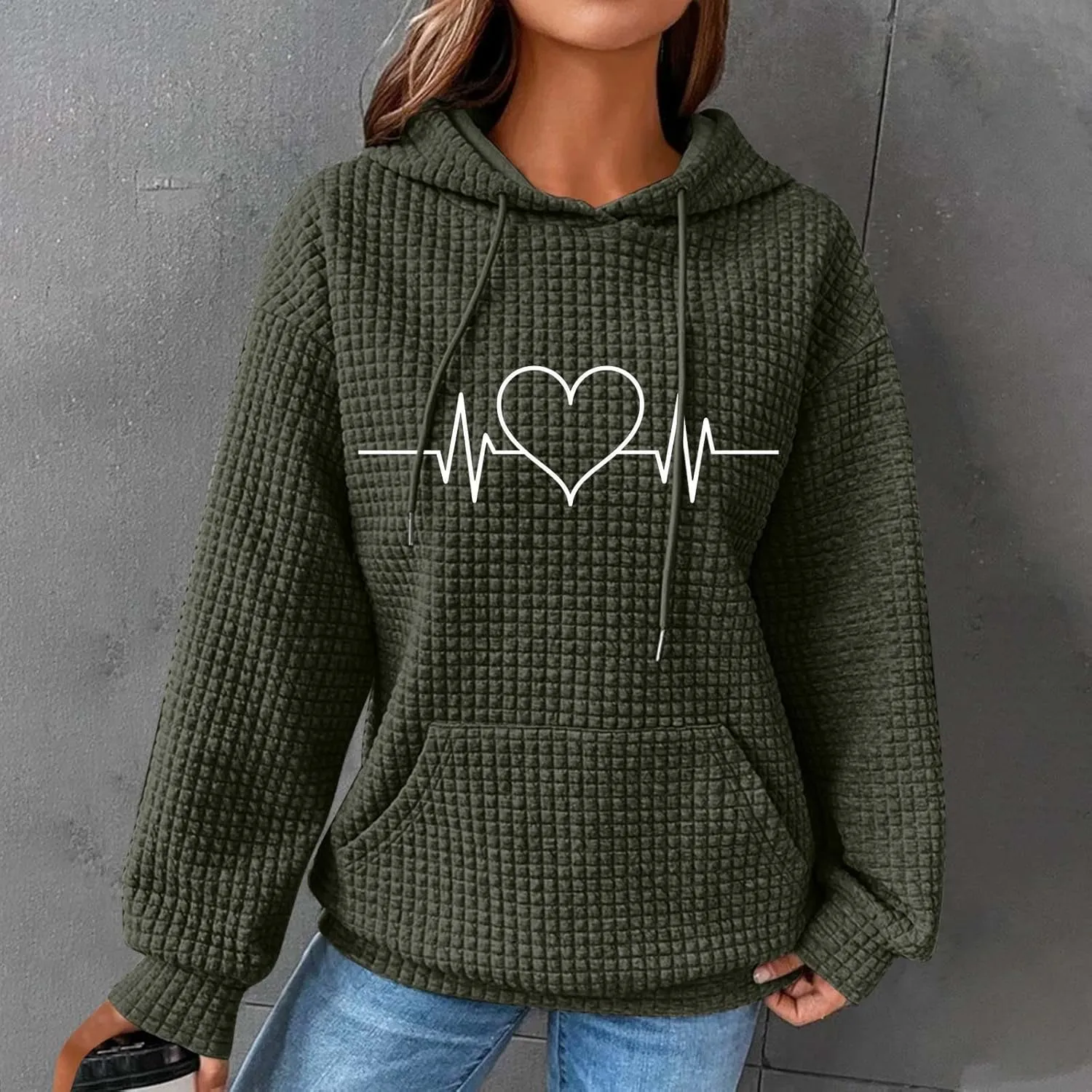 Long Sleeve Printed Oversized Hoodies Sweatshirts for Women Winter Crew Neck Long Sleeve Pullover Teen Tops Clothes