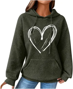 Long Sleeve Printed Oversized Hoodies Sweatshirts for Women Winter Crew Neck Long Sleeve Pullover Teen Tops Clothes