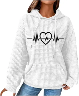 Long Sleeve Printed Oversized Hoodies Sweatshirts for Women Winter Crew Neck Long Sleeve Pullover Teen Tops Clothes