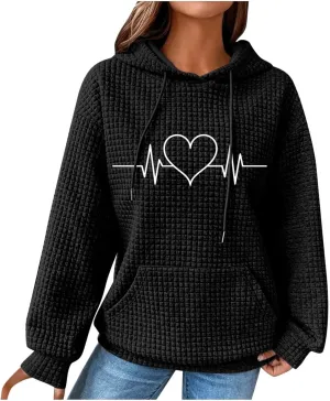 Long Sleeve Printed Oversized Hoodies Sweatshirts for Women Winter Crew Neck Long Sleeve Pullover Teen Tops Clothes
