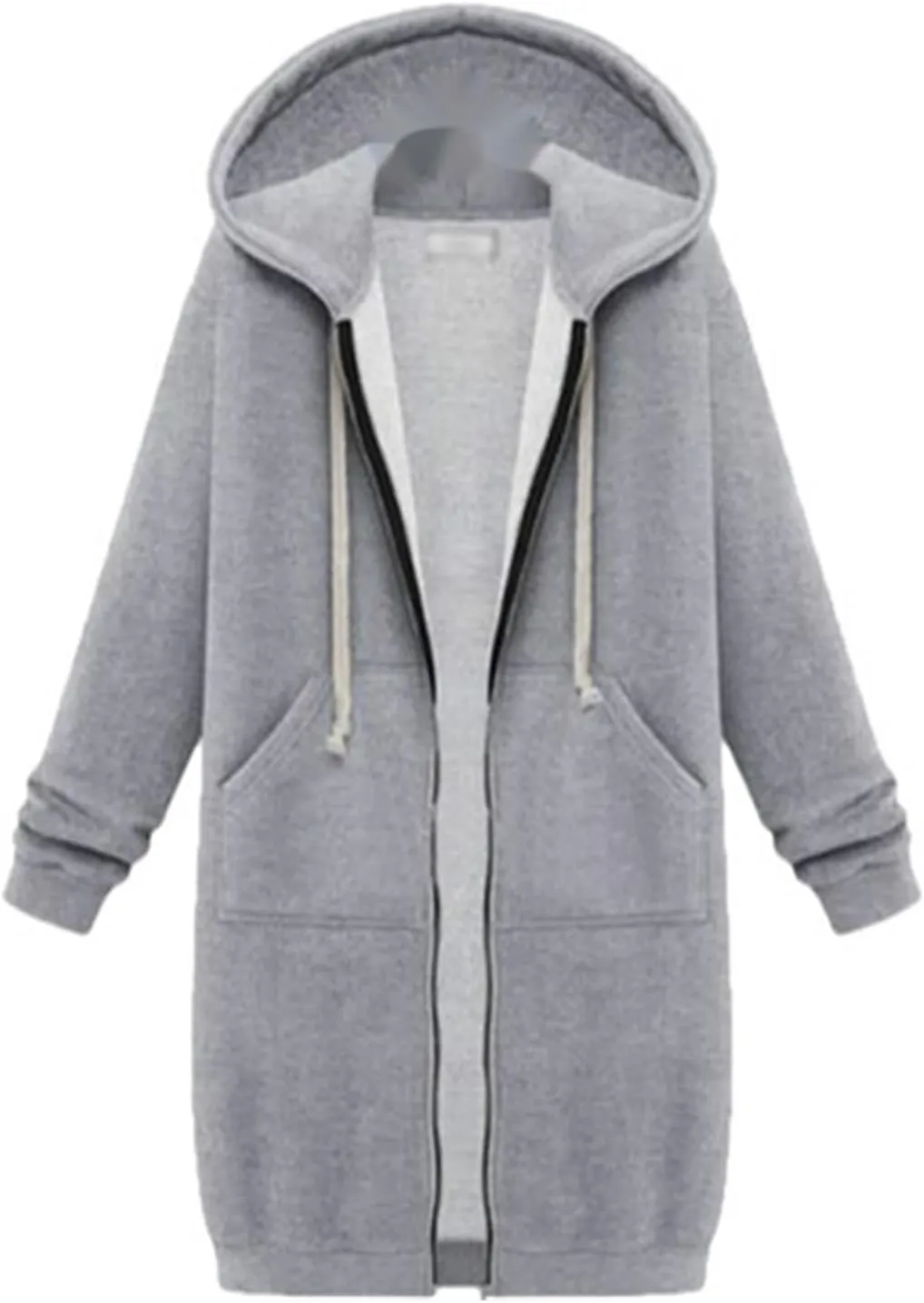 Long Zipper Hoodies for Women Long Sleeve Fall Oversized Sweatshirts Fleece Y2K Jacket with Pockets Fashion Clothes