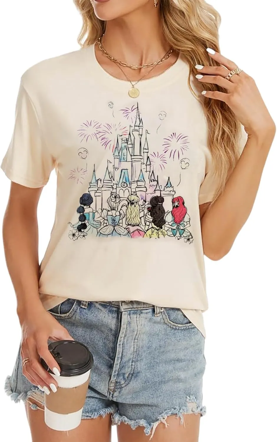 Magical Shirt for Women Castle Graphic Tee Magic Kingdom T Shirt Cute Holiday Vacation Shirt Short Sleeve Casual Tops