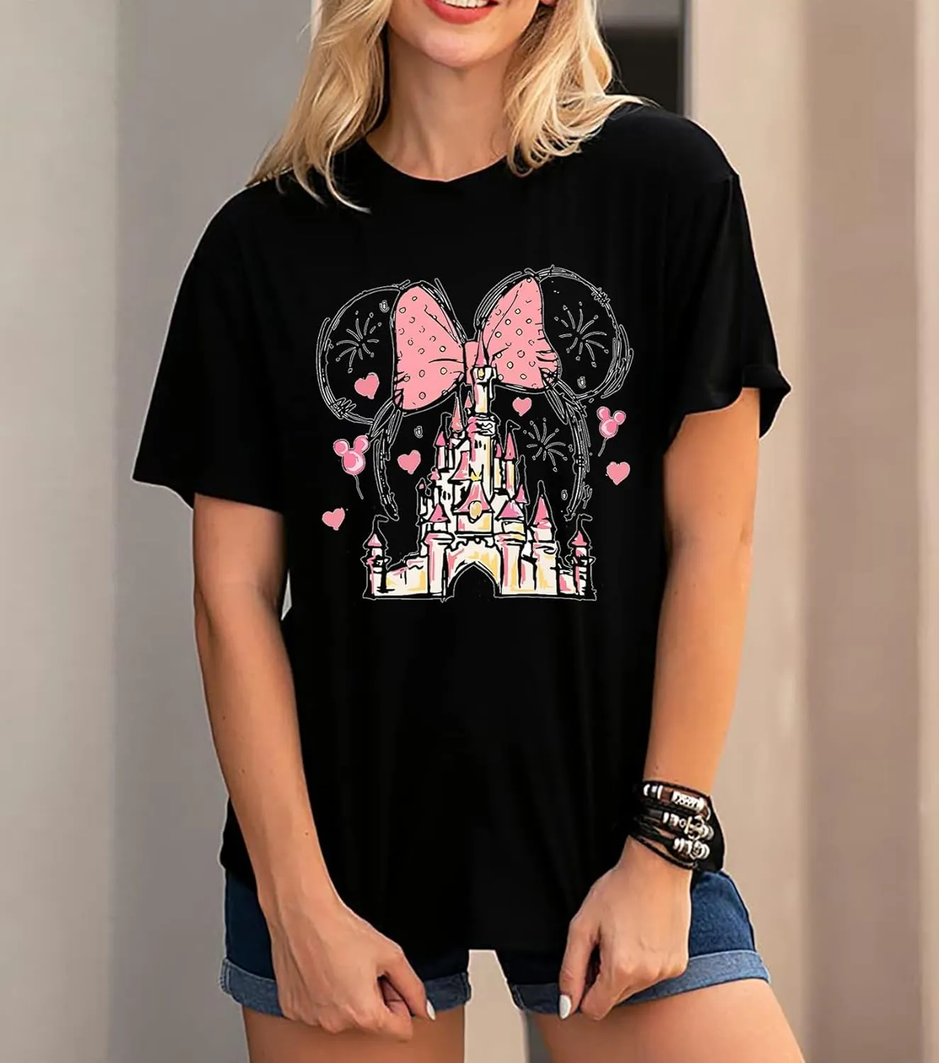 Magical Shirt for Women Castle Graphic Tee Magic Kingdom T Shirt Cute Holiday Vacation Shirt Short Sleeve Casual Tops
