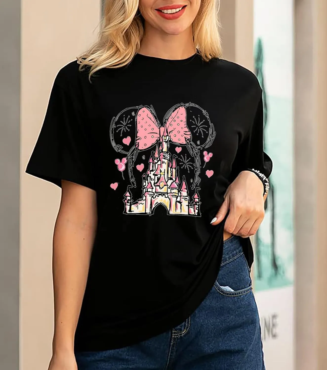 Magical Shirt for Women Castle Graphic Tee Magic Kingdom T Shirt Cute Holiday Vacation Shirt Short Sleeve Casual Tops