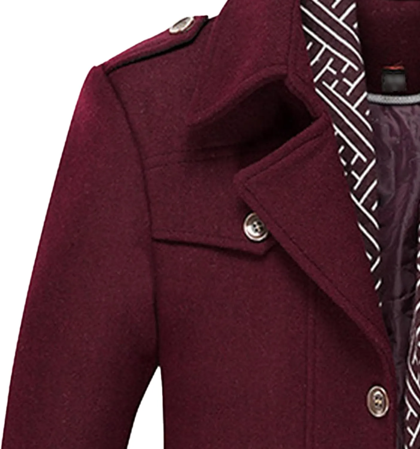 Maiyifu-GJ Men Stylish Scarf Single Breasted Wool Blend Coat Thick Winter Warm Slim Fit Coat Business Top Trench Overcoat
