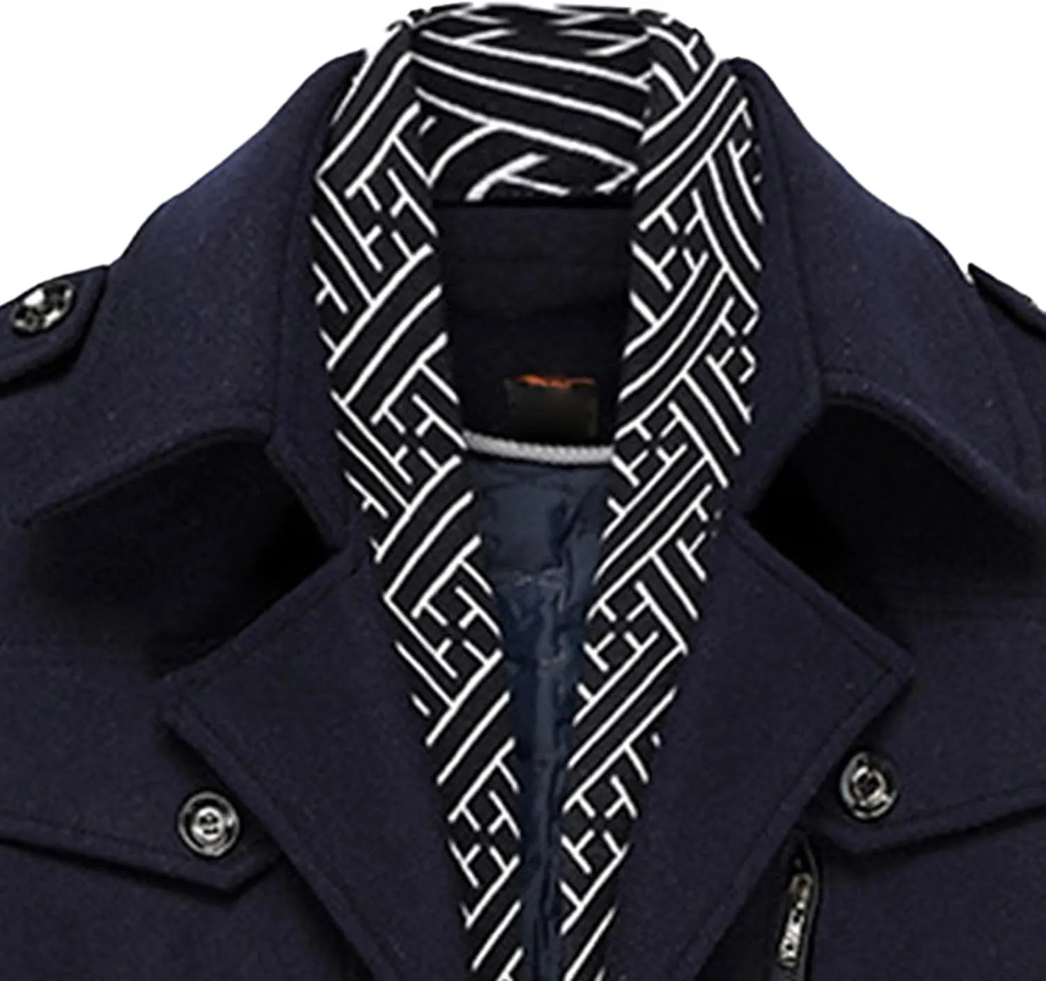 Maiyifu-GJ Men Stylish Scarf Single Breasted Wool Blend Coat Thick Winter Warm Slim Fit Coat Business Top Trench Overcoat