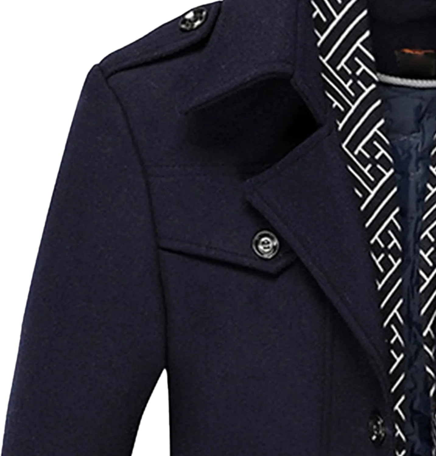 Maiyifu-GJ Men Stylish Scarf Single Breasted Wool Blend Coat Thick Winter Warm Slim Fit Coat Business Top Trench Overcoat