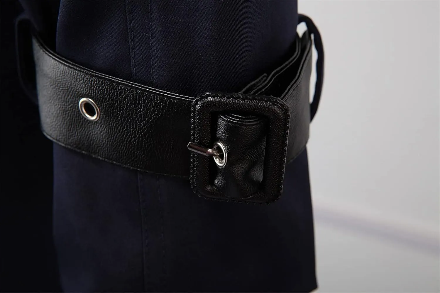 Maiyifu-GJ Men's Double Breasted Trench Coat Stylish Slim Fit Mid Long Belted Windbreaker Lapel Military Jacket with Belt