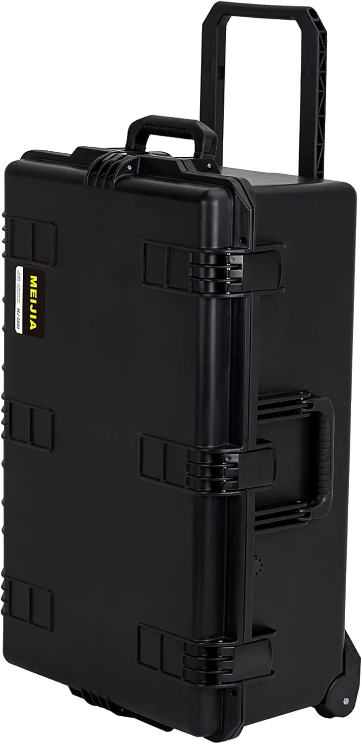 MEIJIA Portable All Weather Waterproof Camera Case,Customizable Fit Foam with Rolling Wheels and Retractable Pull Handle,31.3"X20.3"X12.25"
