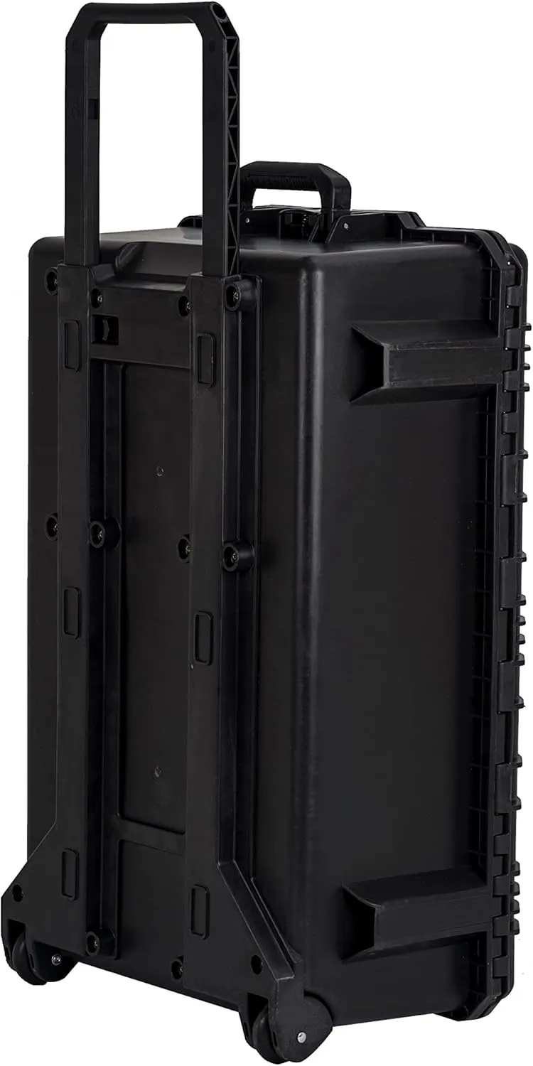 MEIJIA Portable All Weather Waterproof Camera Case,Customizable Fit Foam with Rolling Wheels and Retractable Pull Handle,31.3"X20.3"X12.25"