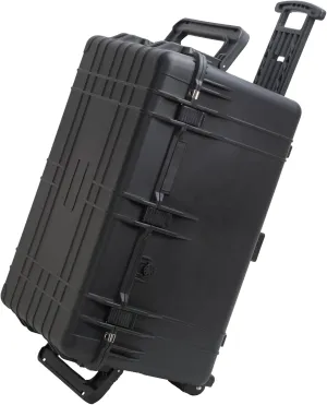 MEIJIA Portable Waterproof Protective Case,Hard Camera Case With Retractable Pull Handle And Rolling Wheels,Customizable Fit Foam Inserted,Elegant Black, 31.3" X24.21" X17.48"