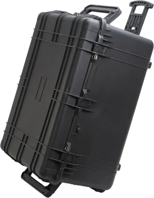 MEIJIA Portable Waterproof Protective Case,Hard Camera Case With Retractable Pull Handle And Rolling Wheels,Customizable Fit Foam Inserted,Elegant Black, 33.43"X28.39"X17.64"