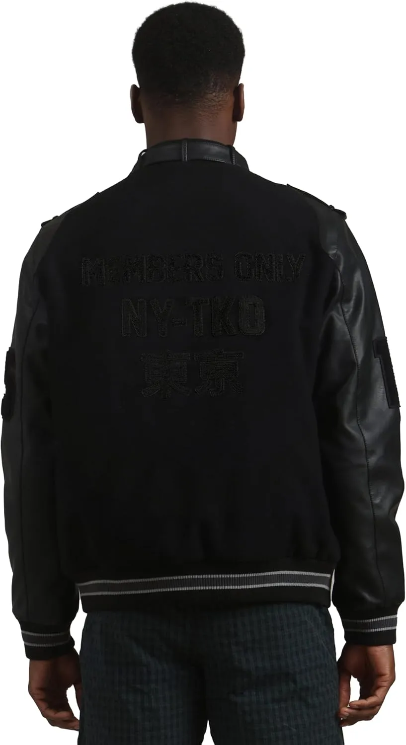 Members Only Wool Varsity Jacket Men Leather Sleeve | Letterman Jacket Men