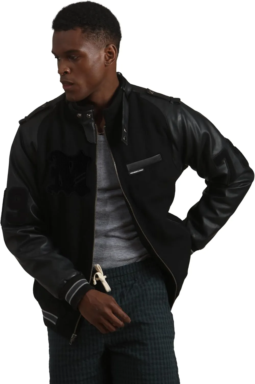 Members Only Wool Varsity Jacket Men Leather Sleeve | Letterman Jacket Men