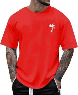 Mens Casual Shirts Graphic Round Neck Short Sleeve Loose Summer Fashion T-Shirt