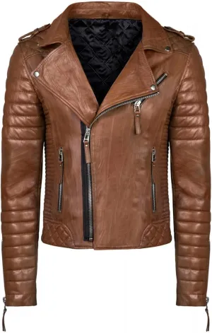 Mens Distress Leather Jackets Motorcycle Bomber Biker Stylish Outerwear Zipper JacketBrown Jacket