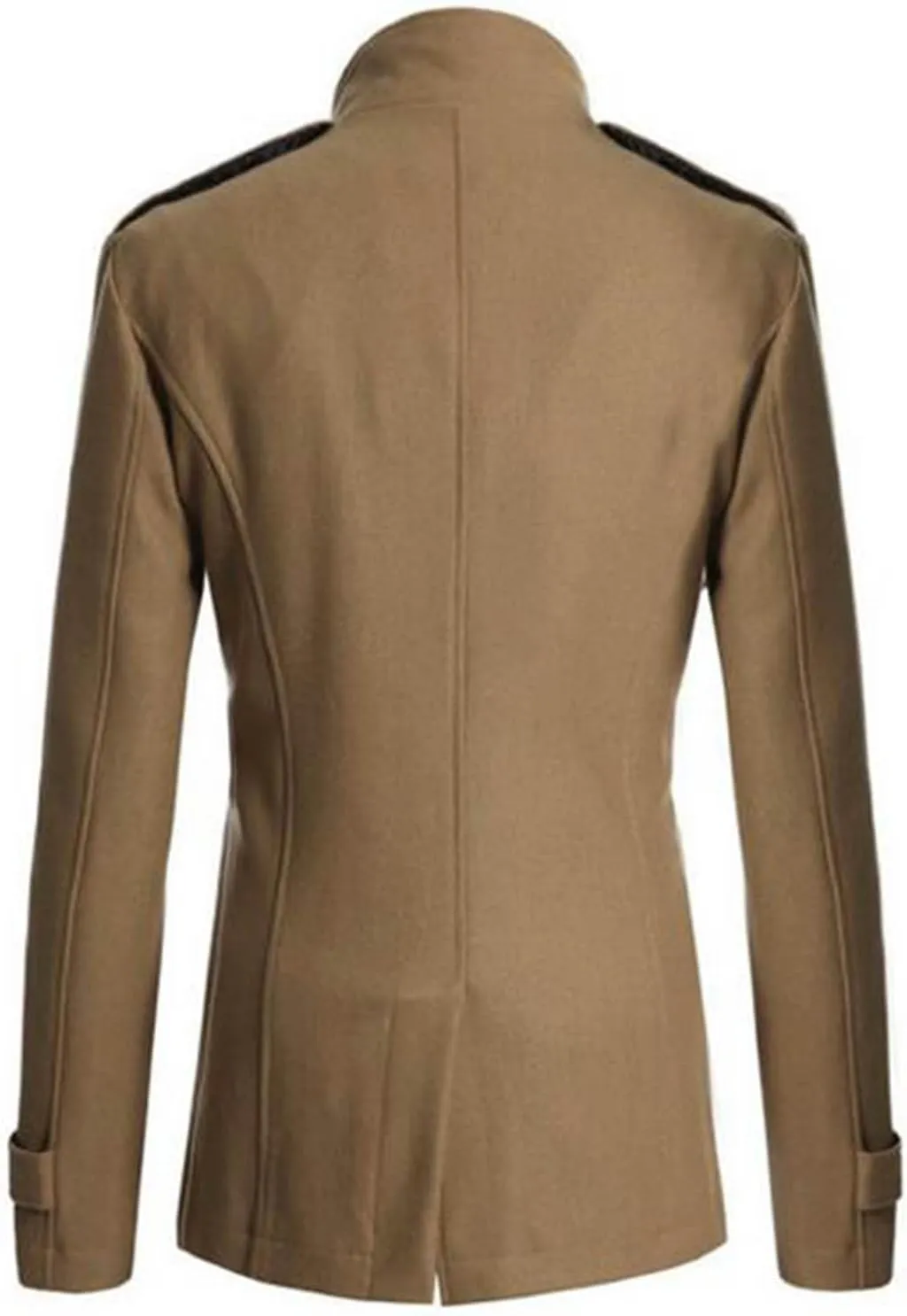 Men's Double Breasted Pea Coat Stylish Casual Wool Blend Trench Coats Slim Fit Lapel Business Jacket Outerwear