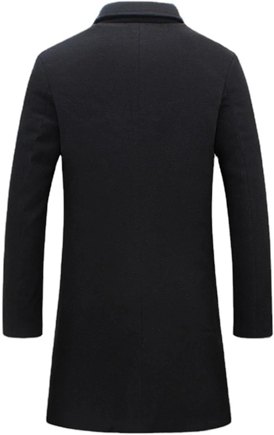 Mens Double Breasted Trench Coat Notched Collar Long Jacket Wool Blend Pea Coat Smart Casual Business Overcoat Big&Tall