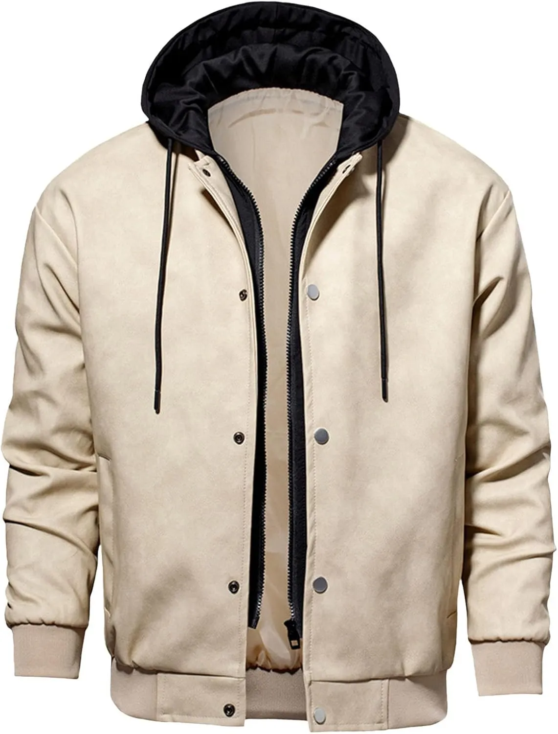 Men's Full-Zip Fleece Jacket Baseball Uniform Softshell Jacket Coat Outdoor Ventures Fleece Lined Hooded Western Coat