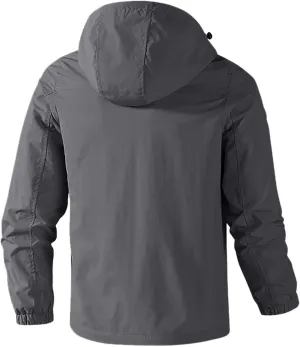 Men's Full-Zip Fleece Jacket Winter Warm Fleece Solid Color Outdoor Hooded Windbreaker Active Jacket Outdoor Clothing