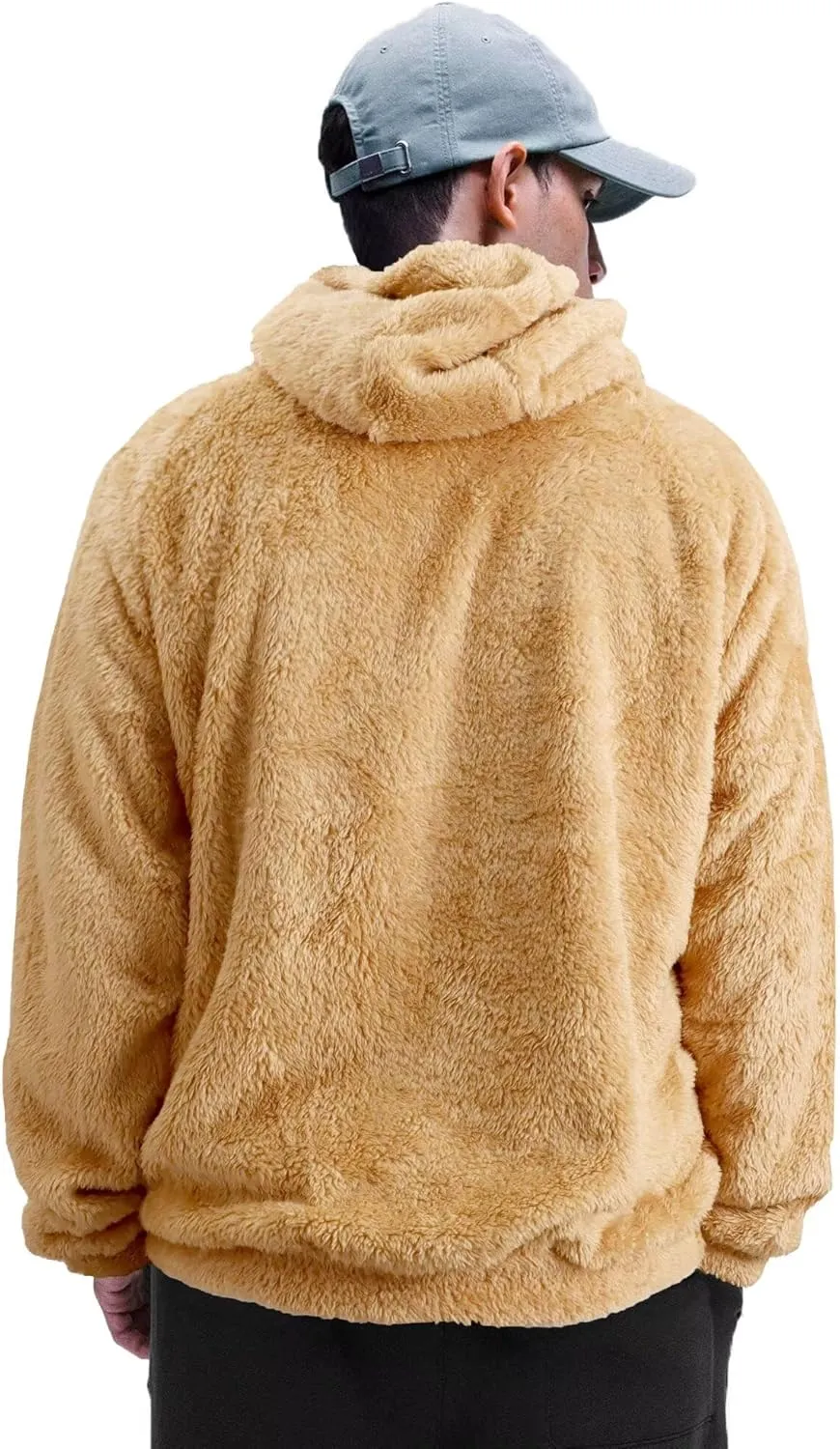 Mens Fuzzy Sherpa Hoodie Sweatshirt Long Sleeve Fashion Pullover Fall Outwear Winter Hooded