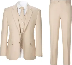 Men's herringbone Linen Suits Beach Wedding Tuxedo Summer Slim Fit Light Weight 3 Pieces