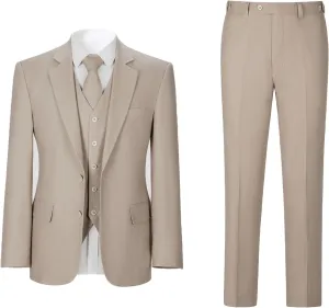Men's herringbone Linen Suits Beach Wedding Tuxedo Summer Slim Fit Light Weight 3 Pieces