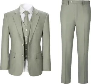 Men's herringbone Linen Suits Beach Wedding Tuxedo Summer Slim Fit Light Weight 3 Pieces